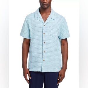 NWT Marine Layer Textured Resort Camp Shirt in Sterling Blue sz L